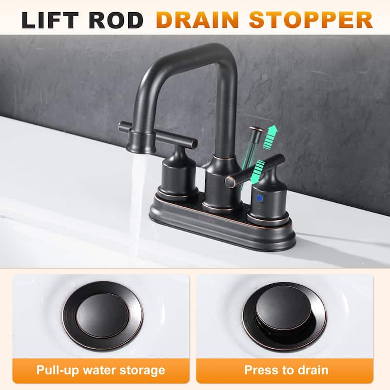 WOWOW 4 in. Centerset Double Handle Bathroom Faucet