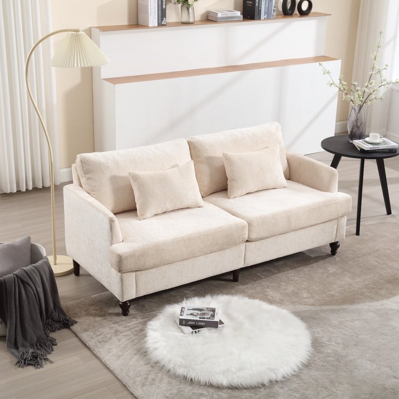 Modern Chenille Fabric Loveseat, 2-Seat Upholstered Sofa Couch