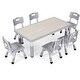 preview thumbnail 6 of 9, Height Adjustable Kids Table and 6 Chair Set for Ages 2-10 Grey