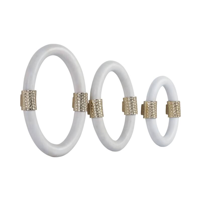 Metal Wall Hangings Decorative Rings (Set of 3) - 14/12/10" White