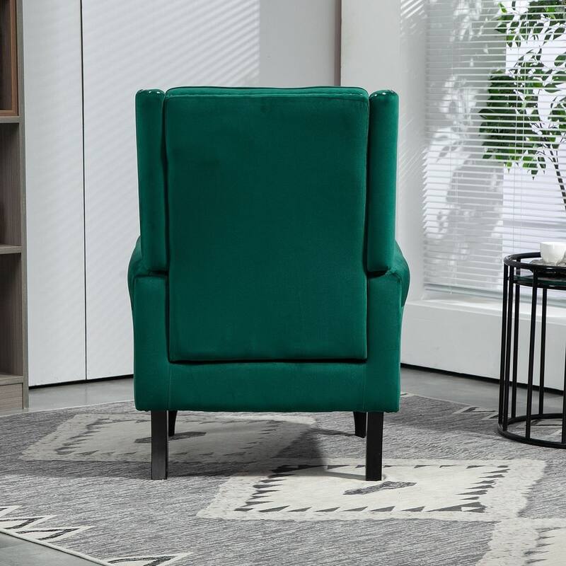Transitional Wingback Accent Chair Armchair with Sturdy Wood Legs