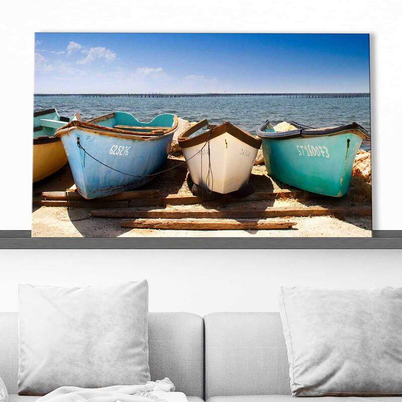 "Breakwater Boats " by Danita Delimont Print on Canvas
