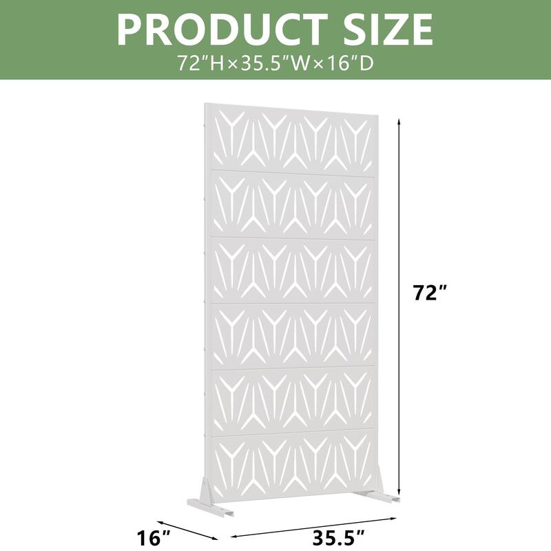 72" H×47"W Dovelina Black Outdoor Freestanding Metal Privacy Screen Decorative Garden Fence