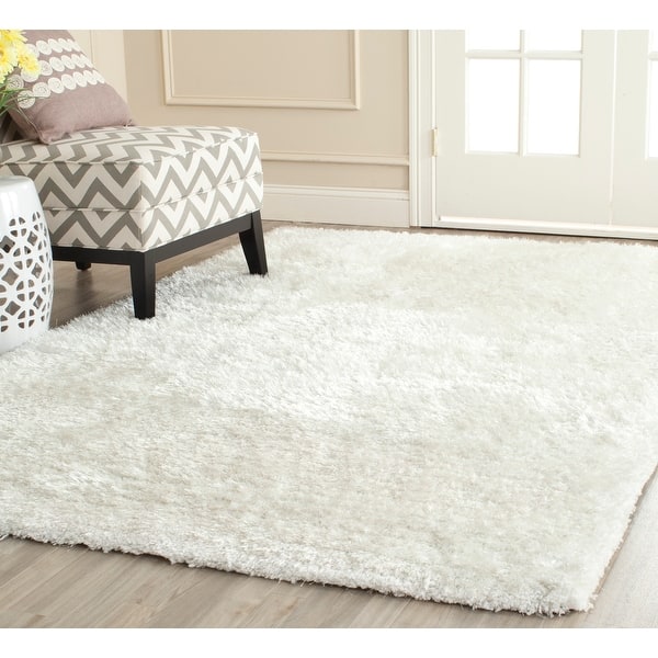 slide 2 of 65, SAFAVIEH Handmade South Beach Leonella Shag Solid Polyester Rug 10' x 14' - Snow White