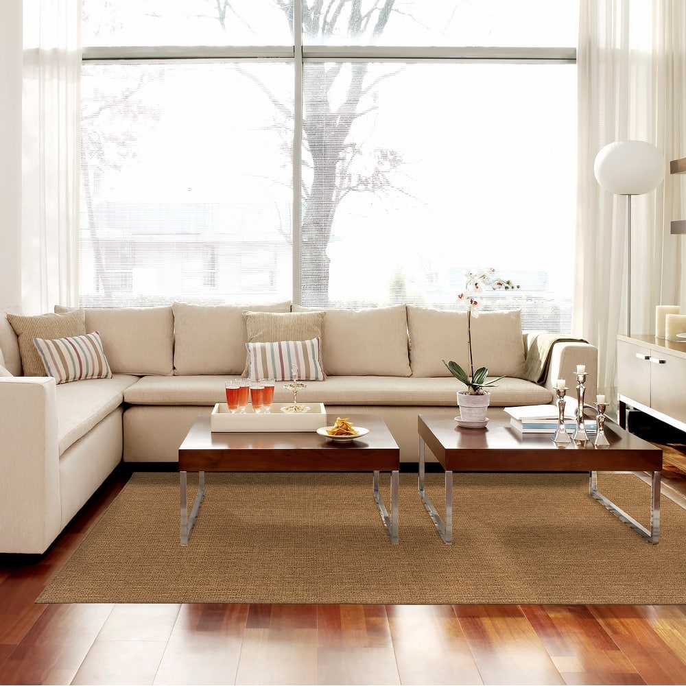 Style Haven Veranda Woven Textured Light Brown Indoor-Outdoor Area Rug