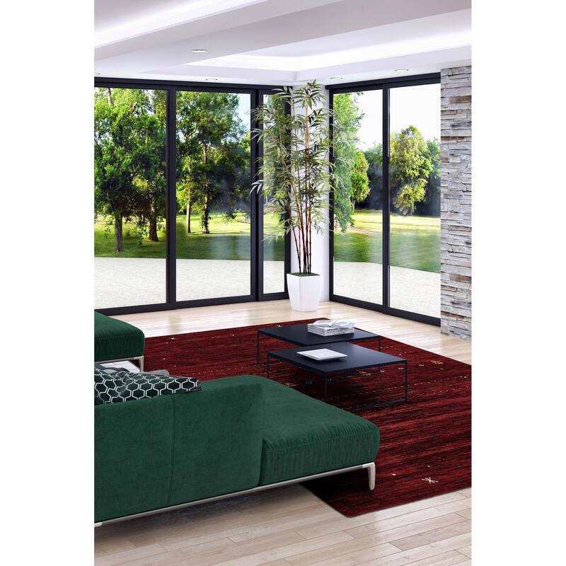 ECARPETGALLERY Hand Loomed Kashkuli Gabbeh Red Wool Rug - 6'9 x 9'9