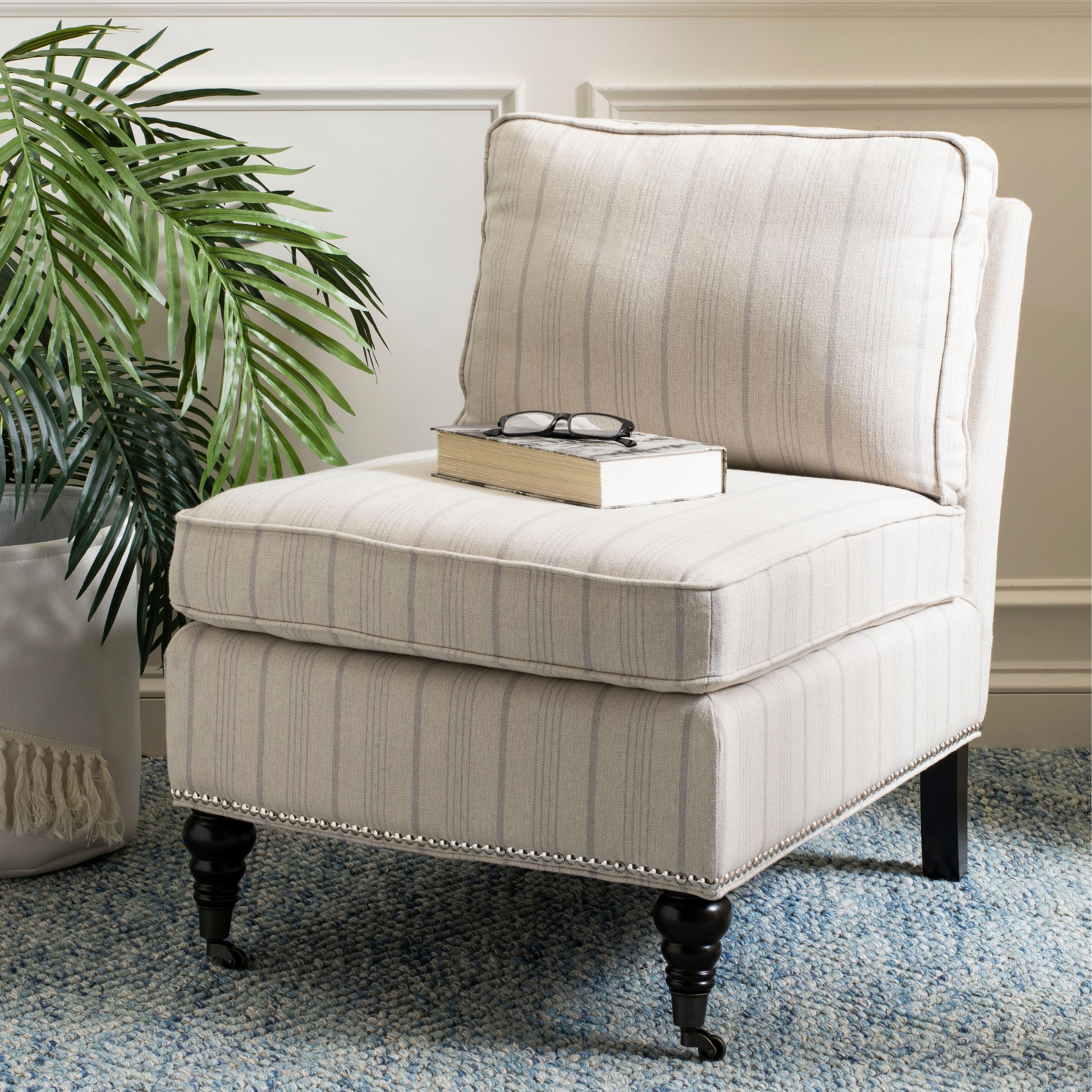 Safavieh Randy Beige Stripe Armless Club Chair - 24