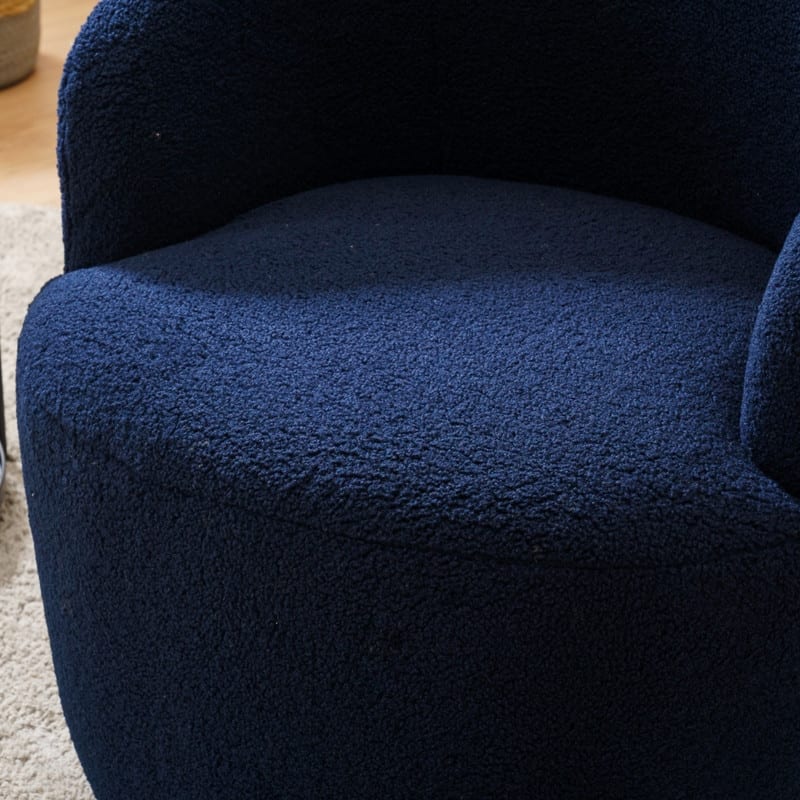Teddy Fabric Swivel Accent Barrel Chair With Powder Coating Metal Ring