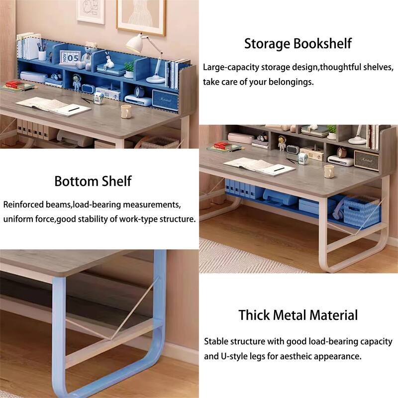 Rectangle Computer Desk with Hutch