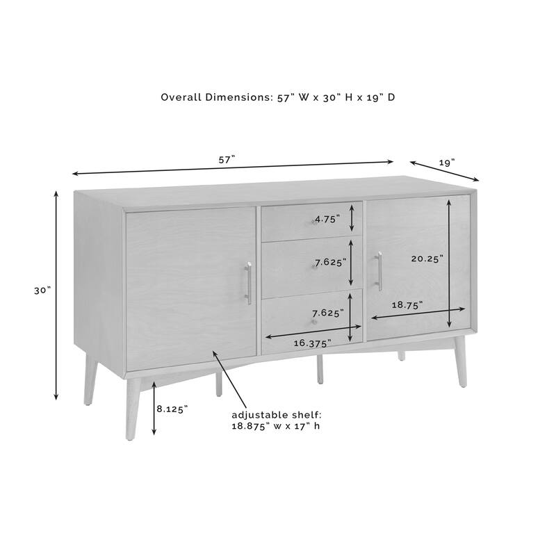 Landon White Finish Sideboard - 57"W x 19"D x 30"H
