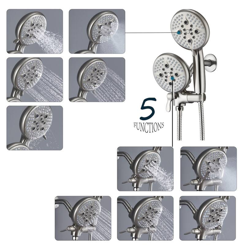 Complete Shower System with Tub Shower Faucet Set 5in Head Matte Black