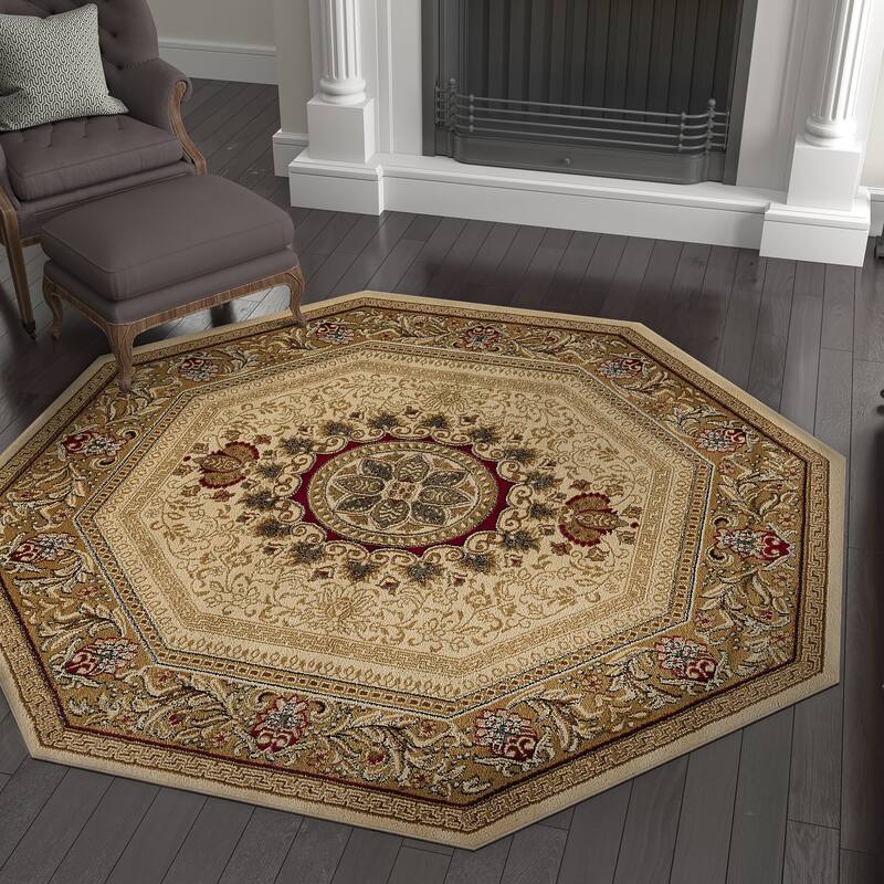 Soho Modern & Contemporary Medallion Indoor Area Rug - 5'3'' Octagon - Ivory