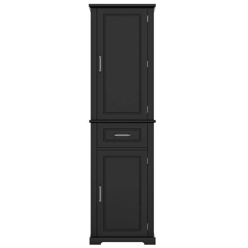Bathroom Storage Cabinet Set of 2, Freestanding Storage Pantry with Adjustable Shelf & Racks