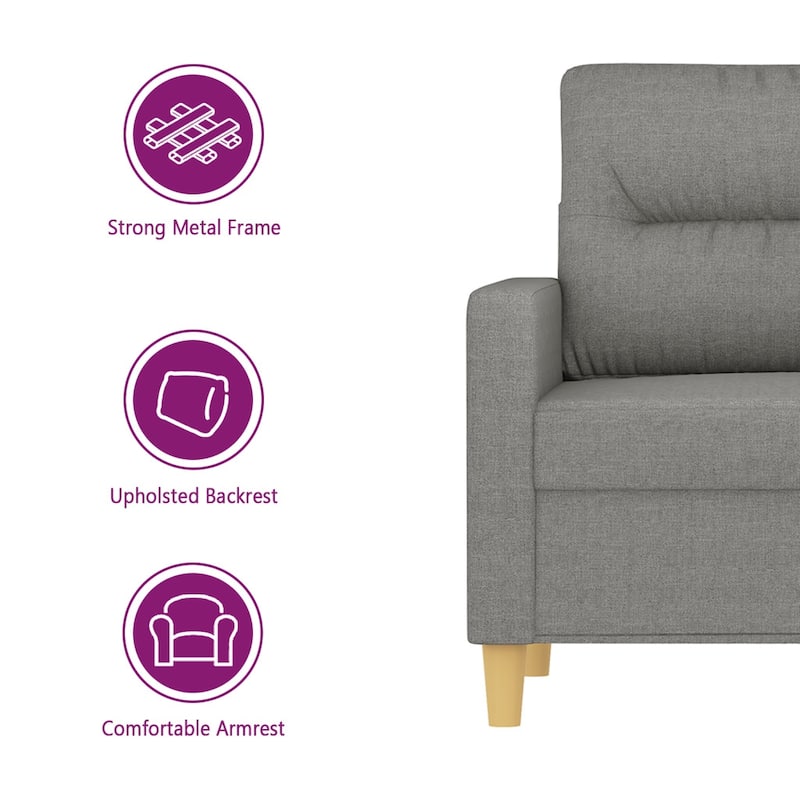 vidaXL 2-Seater Sofa Dark Gray 55.1" Fabric - 62.2" x 30.3" x 31.5"