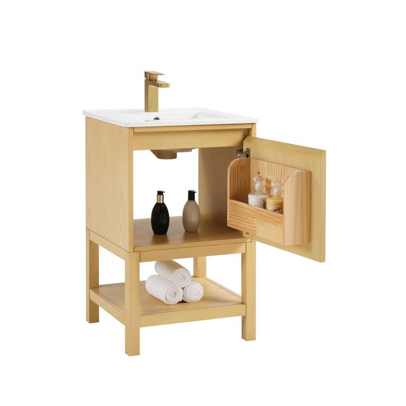 20 Inch Solid Wood Pre-Assembly Bathroom Vanity With Adjustable Shelf