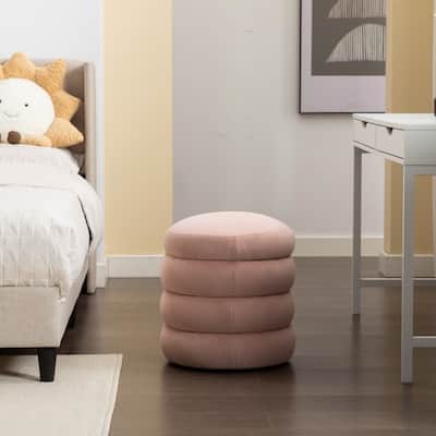 Soft Velvet Round Ottoman Footrest Stool