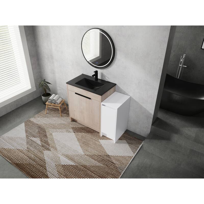 72" Freestanding Bathroom Vanity Set with Adjustable Storage Cabinets, Black Ceramic Sink