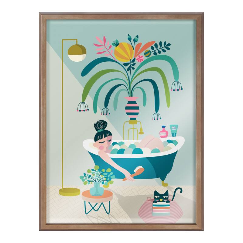 Kate and Laurel Blake Time to Relax Framed Printed Glass by Rachel Lee