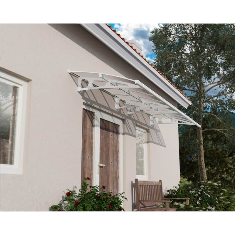 Bordeaux 5 ft. White/Diffused Door and Window Awning - 5 ft. x 1 5 ft.