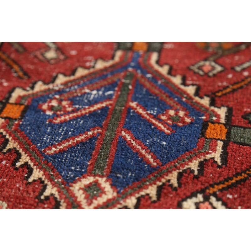 Hand Knotted Oriental 100% Wool Carpet Traditional Geometric Red Bakhtiari Area Rug - 4' 11'' X 3' 10''