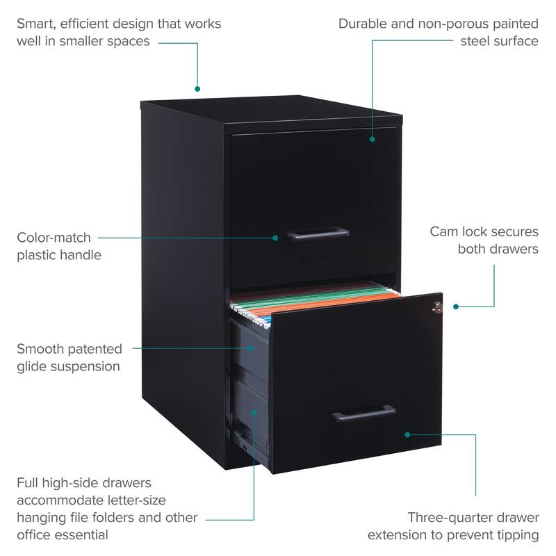 Space Solutions Black 2-drawer Metal File Cabinet