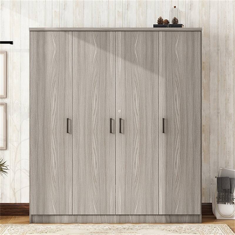 4-Door Wardrobe with 1 Drawer, Gray - Grey