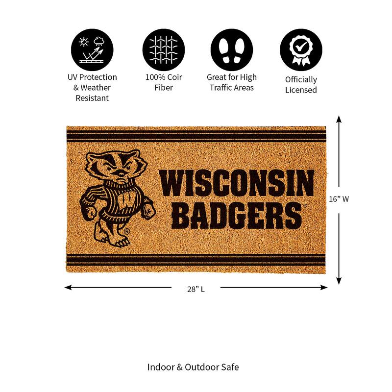 University of Wisconsin-Madison Monochrome Indoor/Outdoor Coir Door Mat