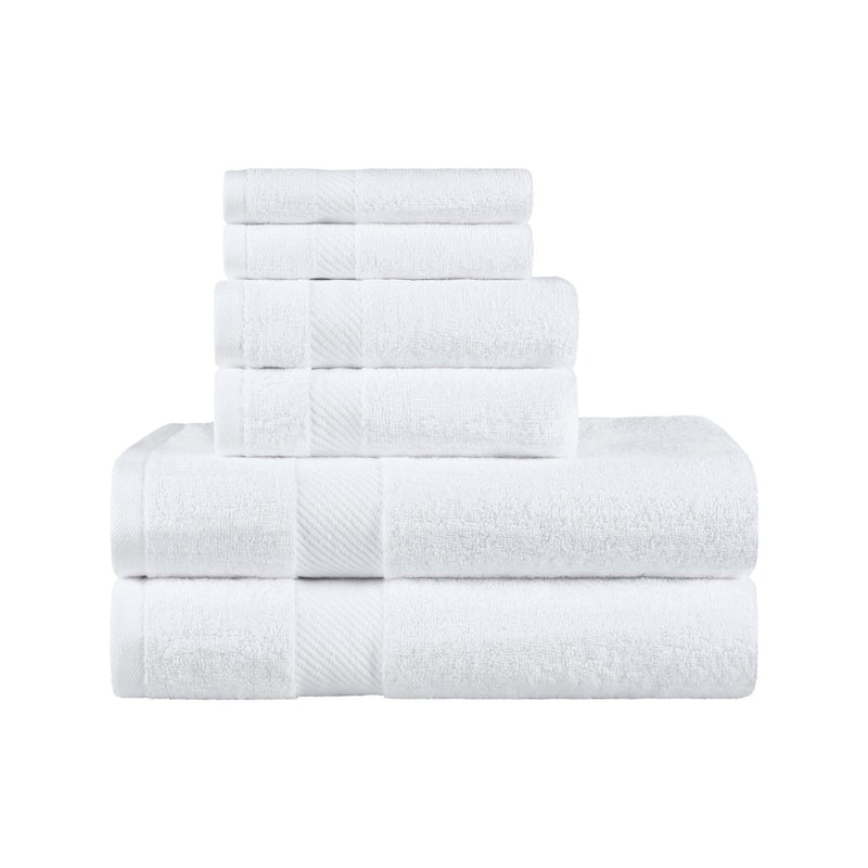 Superior Luxury Solid Highly Absorbent Egyptian Cotton 6 Piece Bath, Face, and Hand Towel Set