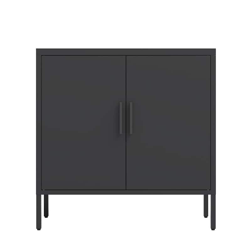 Metal Storage Cabinet with 2 Doors and 2 Adjustable Shelves