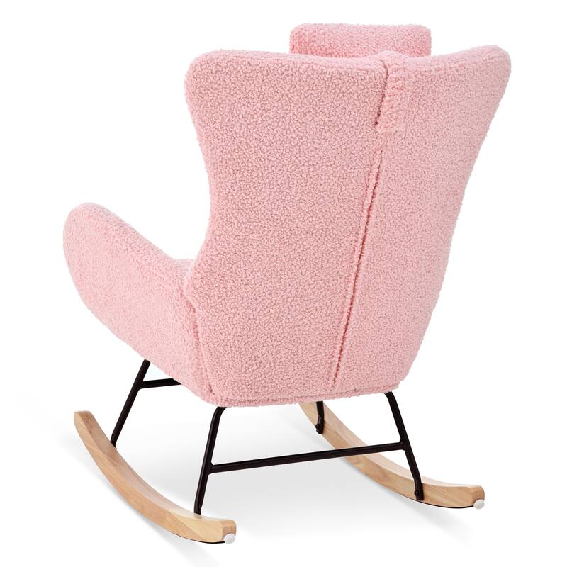 Pink 26.38" High Back Rocking Chair with Pocket