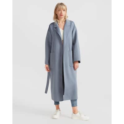 Wide Awake Wool Blend Split Hem Overcoat