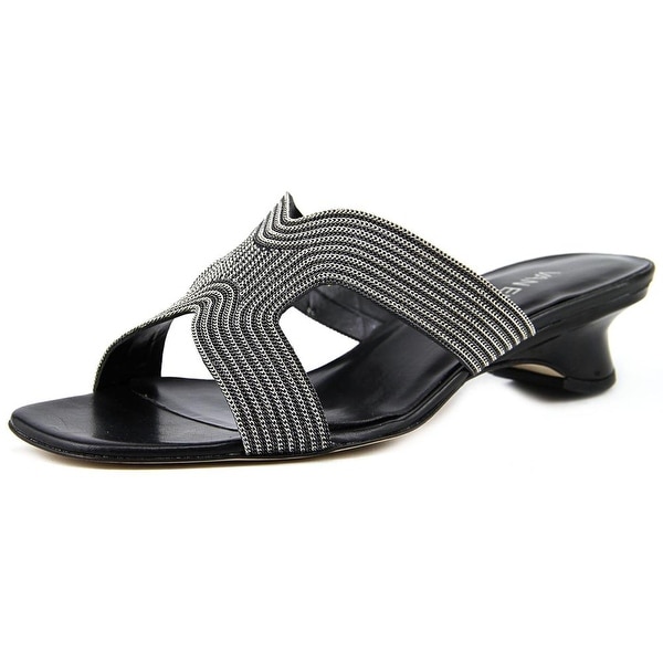 Vaneli Beyla Women Open Toe Leather Black Slides Sandal