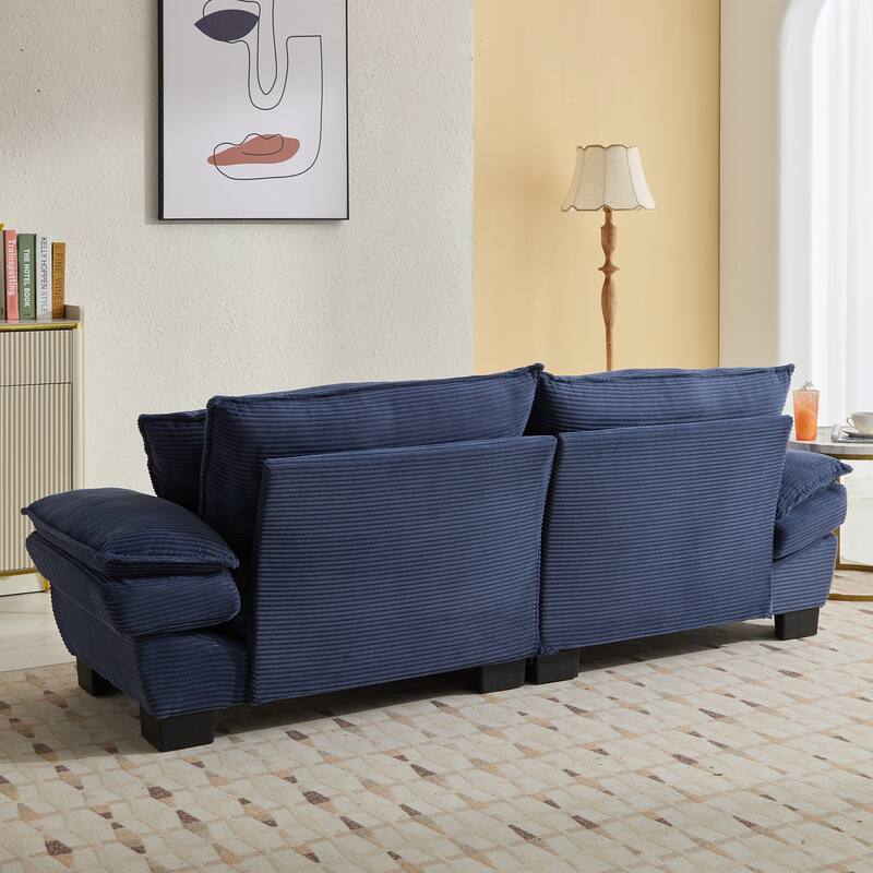 84-Inch Corduroy Sofa with Double Layer Cushion and 2 Extra Pillows for Living Room or Guest Room