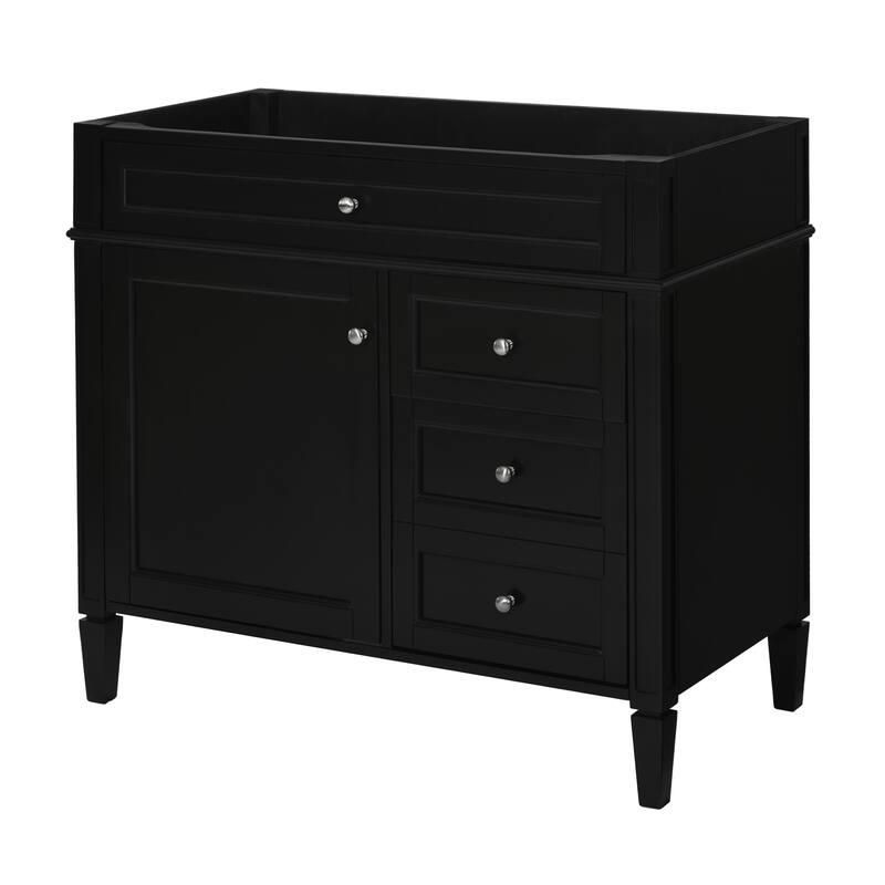 36'' Bathroom Vanity without Top Sink, Modern Bathroom Storage Cabinet with 2 Drawers and a Tip-out Drawer, Solid Wood Frame