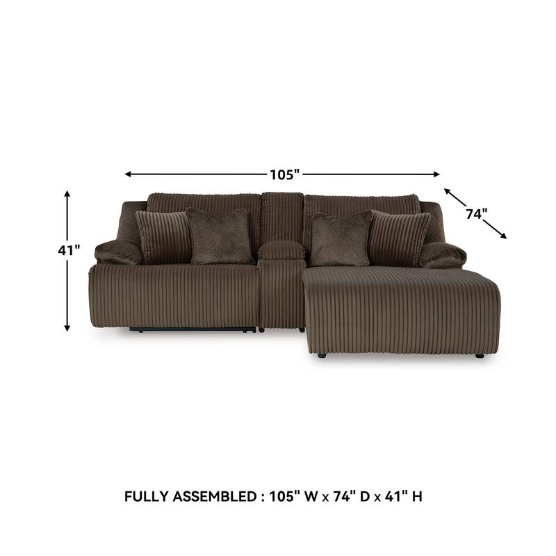 Signature Design by Ashley Top Tier 3-Piece Reclining Sectional with Chaise - 105"W x 74"D x 41"H