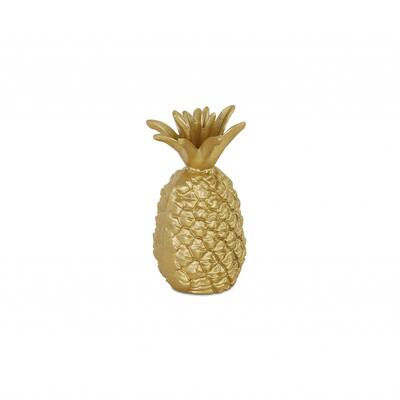 HomeRoots 9" Gold Cast Iron Pineapple Hand Painted Sculpture - 8.5" H x 5" W x 5" D