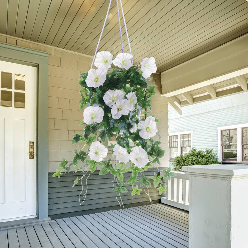 Morning Glory Artificial Hanging Bush - 20" - Cream