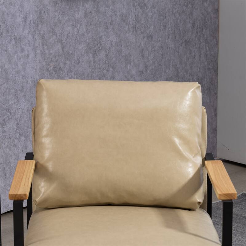 Leather Accent Chair with Metal Frame for Living Room