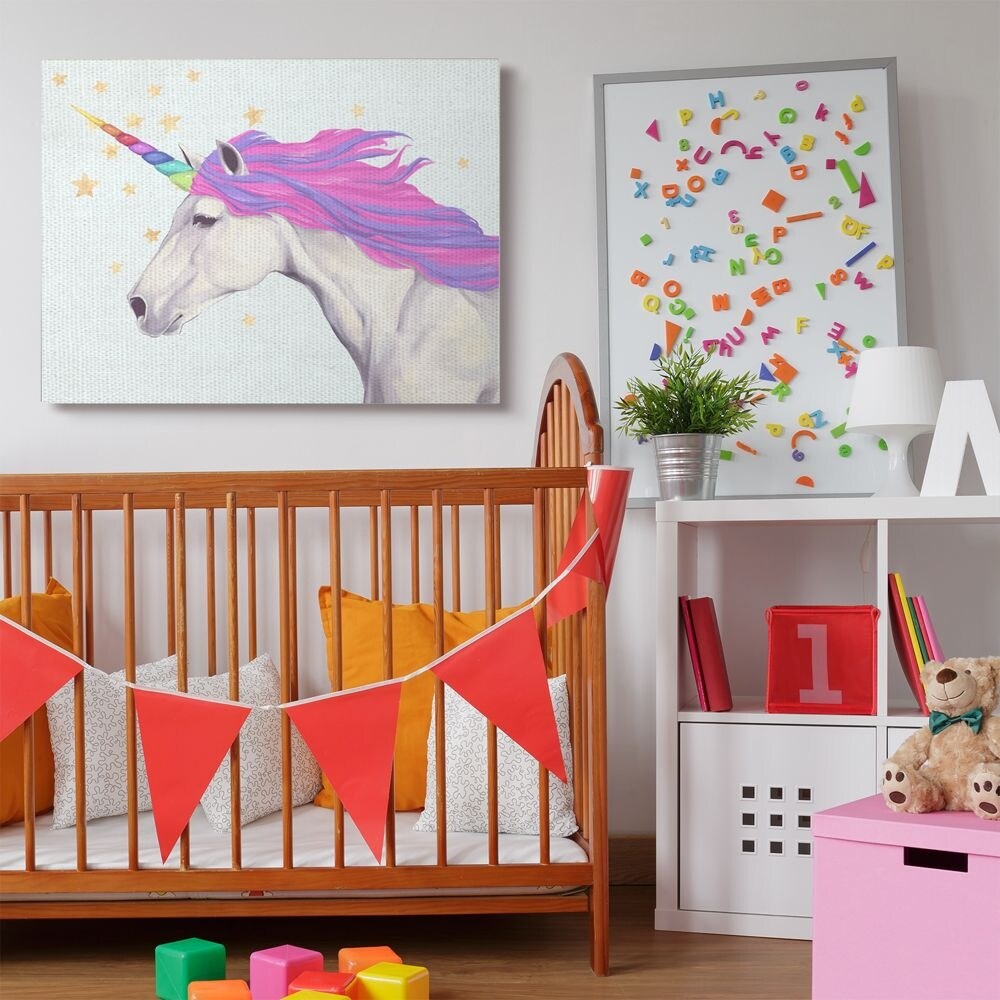 The Kids Room by Stupell Gold Star Rainbow Unicorn Painting Canvas Wall  Art, Proudly Made in USA - Overstock - 29129207 - 16 x 20