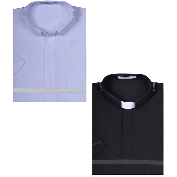 Men's Short Sleeve Solid Color Tab Collar Clergy Shirt