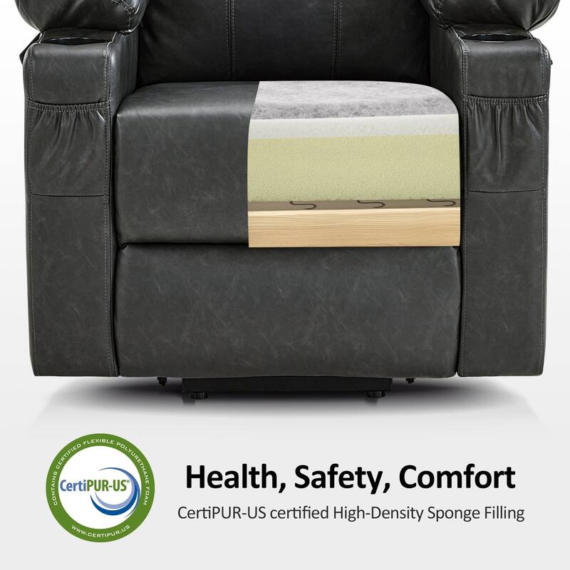 MCombo Small Power Lift Recliner Chair with Massage and Heat for Elderly, 3 Positions and USB Ports Faux leather 7141