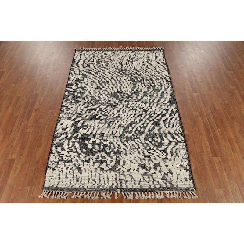 Abstract Moroccan Area Rug Handmade Wool Carpet - 5'0"x 7'11"