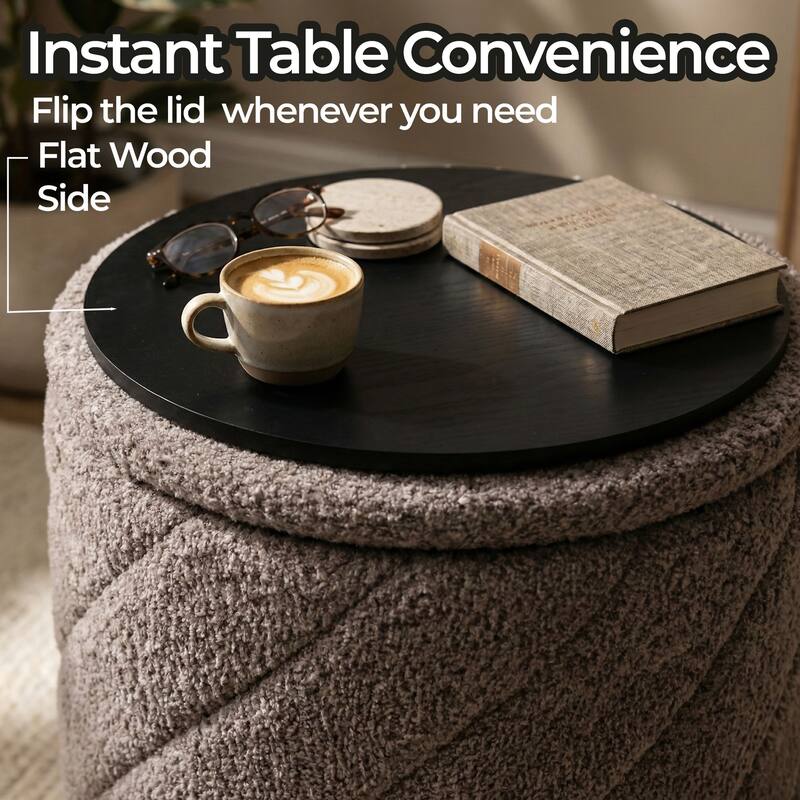 Diagonal Tufted Foldable Storage Ottoman with Reversible Lid