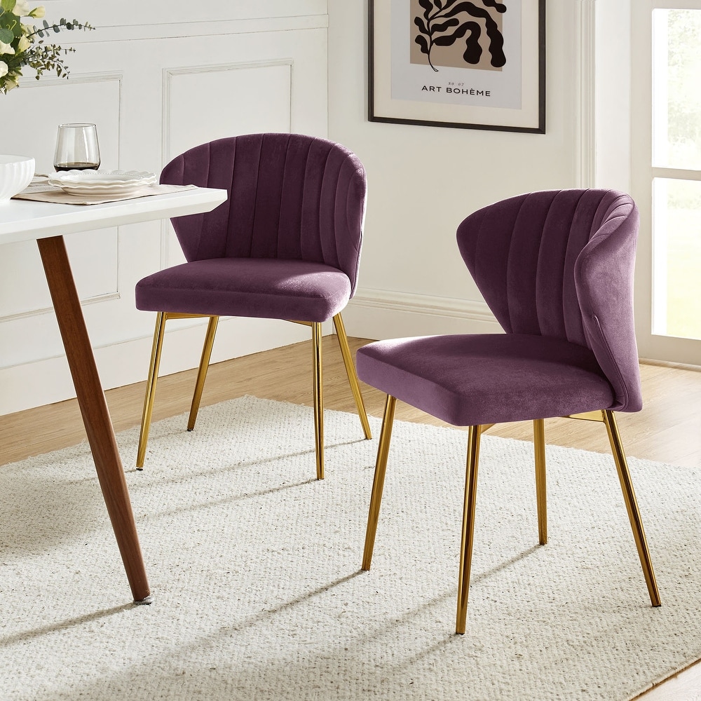 Purple upholstered deals dining chairs