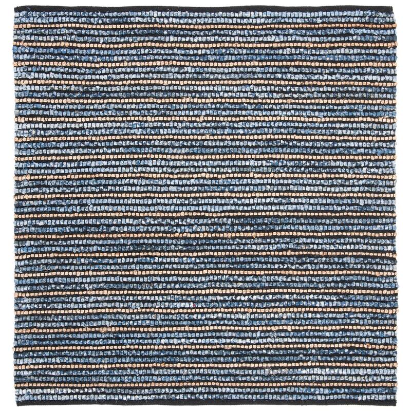 SAFAVIEH Handmade Cape Cod Leva Bohemian Jute Rug - 6' x 6' Square - Blue/Natural