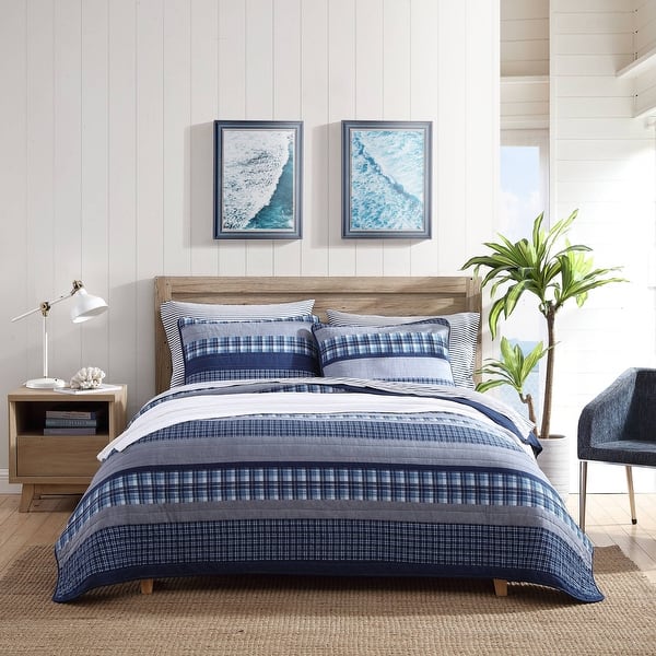 Nautica Addison Cotton Reversible Blue Quilt Set On Sale Bed Bath