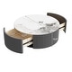 preview thumbnail 18 of 24, Modern Round Movable Coffee Table with Casters, 2 Drawers,Marble Pattern Sintered Stone Top