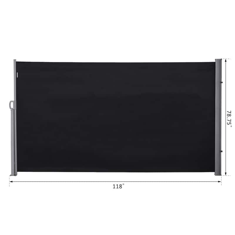 Outsunny Retractable Folding Side Awning Patio Outdoor Privacy Screen with Resistance to UV Rays & Wind, 6.5' High, Black
