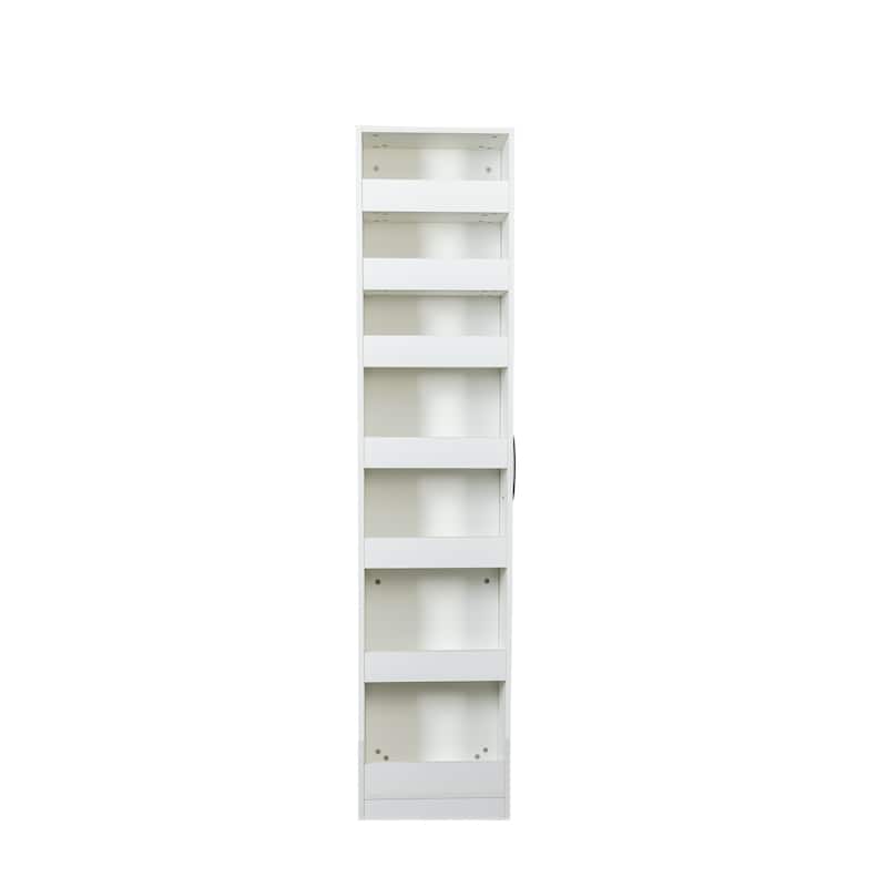 Roomfitters 7-Tier Pull-Out Storage Shelf, Slim Rolling Organizer for Kitchen, Laundry, or Narrow Spaces, White