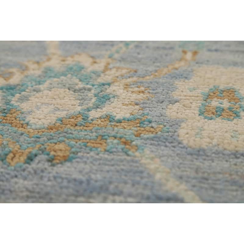 Hand Knotted Oriental 100% Wool Carpet Transitional All-Over Navy Blue & Blues Oushak Area Rug - 3' 11'' X 2' 0''